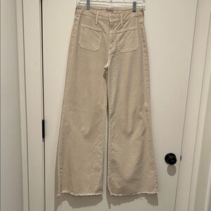 MOTHER Cream Patch Pocket Wide-Leg Jeans
